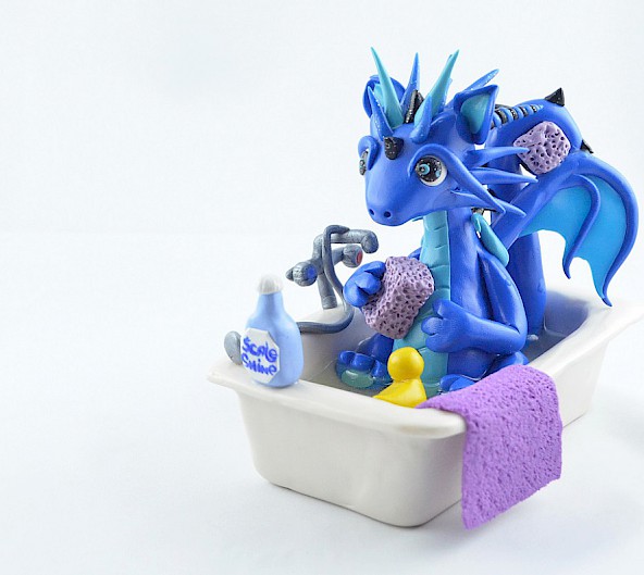 blue dragon - bath time