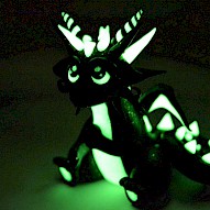 black glitter glow in dark dragon