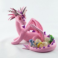Pink mama dragon with eggs