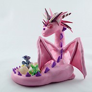 Pink mama dragon with eggs